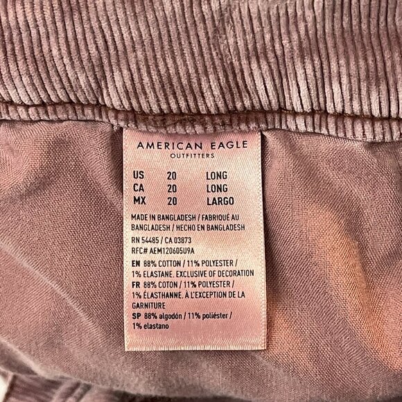 American Eagle Stretch Pants Corduroy Hi Rise Jegging 20 Long Outdoorsy Casual - Picture 16 of 16